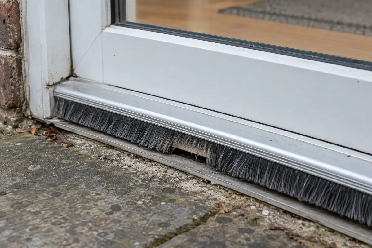 Brush strip at an external door threshold