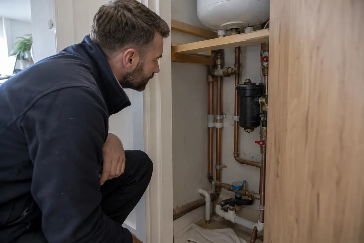 Illustration of a check inside a water-pipe cupboard