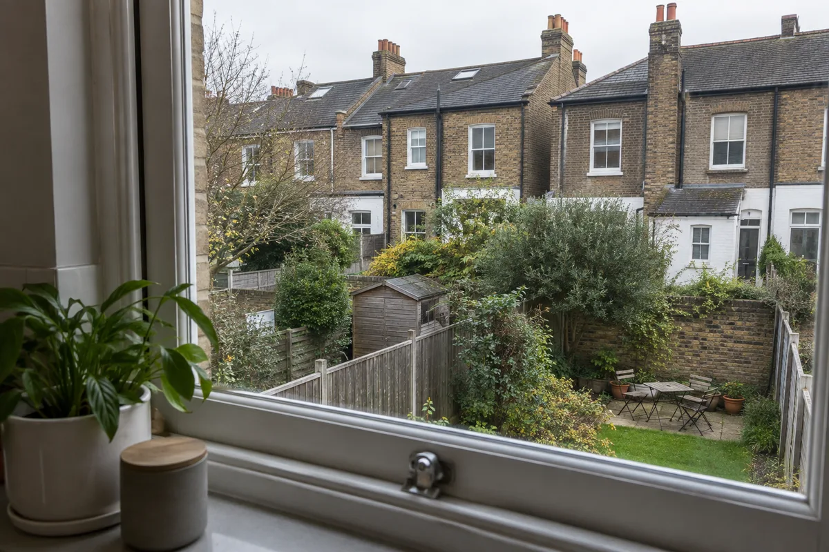 Generic terraced homes and rear gardens