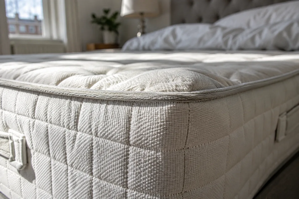 Mattress seam prepared for close inspection