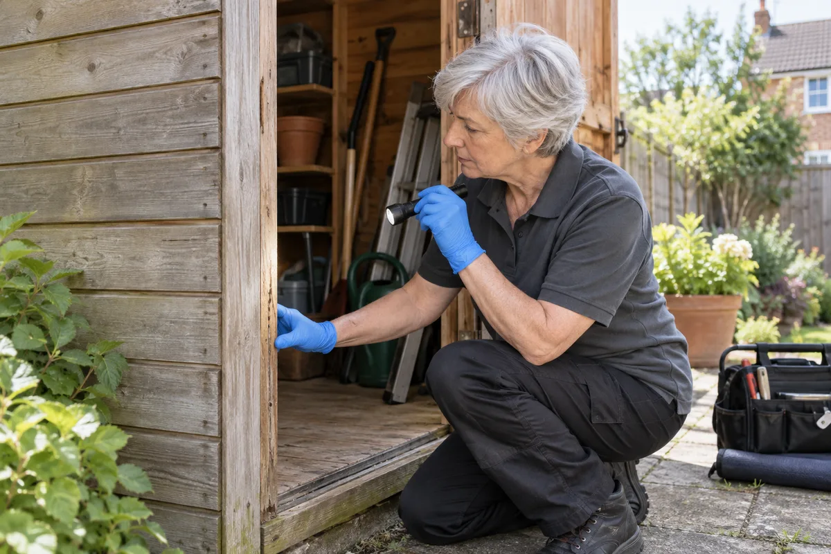 Illustration of a shed doorway inspection
