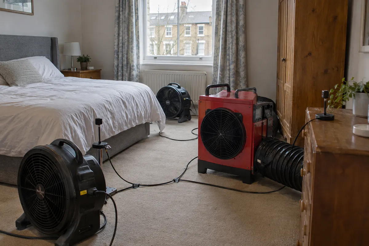 Illustrative professional heat-treatment equipment in a bedroom