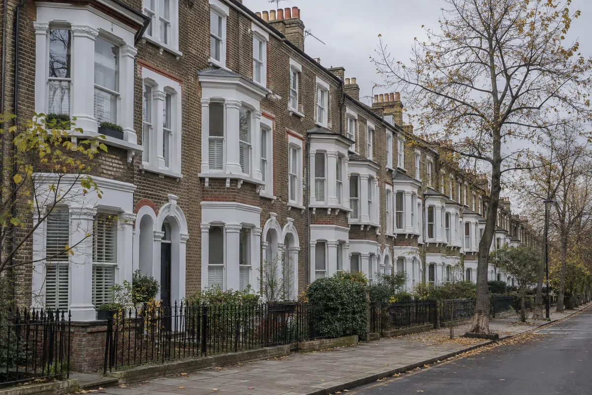 Victorian terraced homes on a London residential street