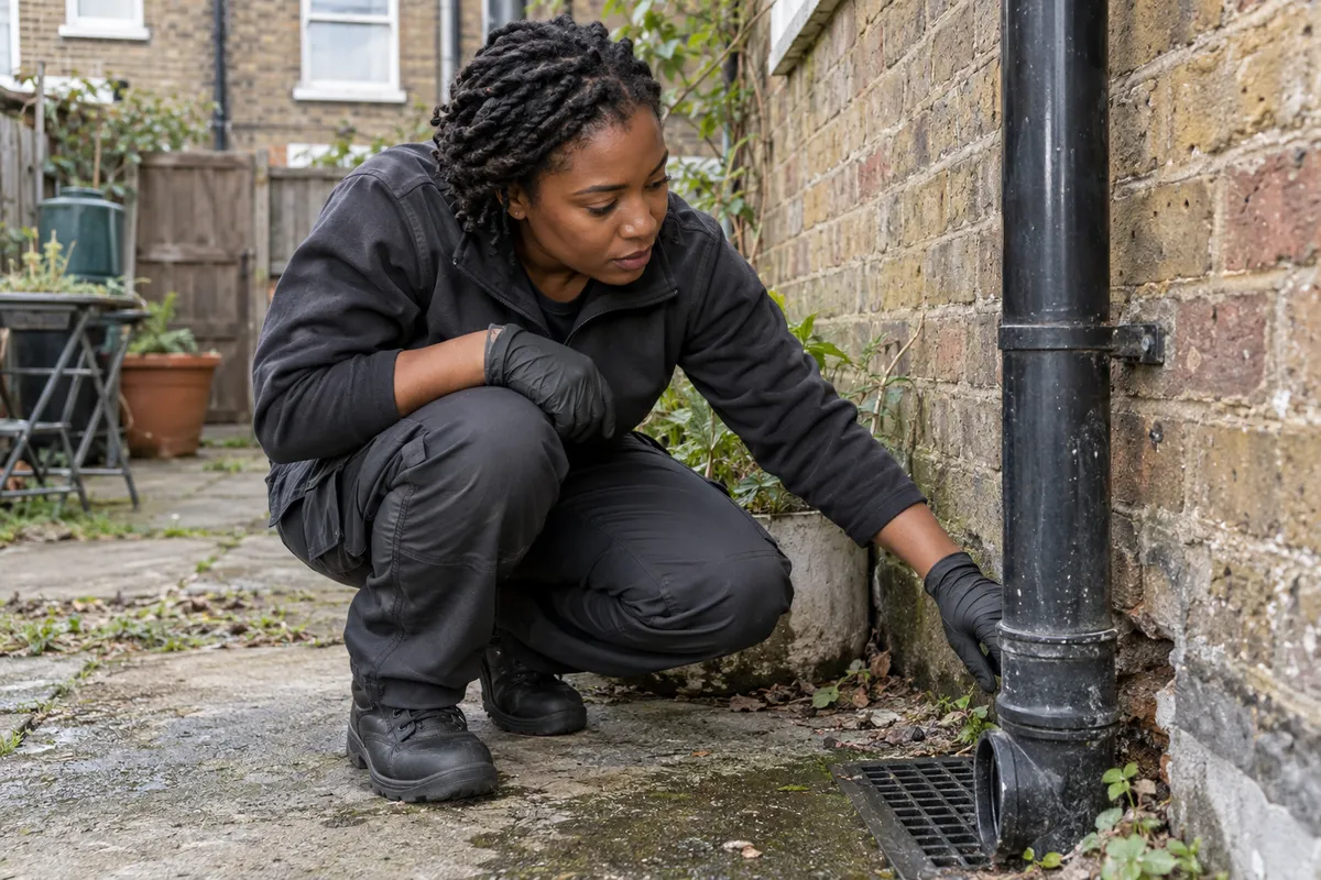 Illustration of an external rodent entry-point inspection